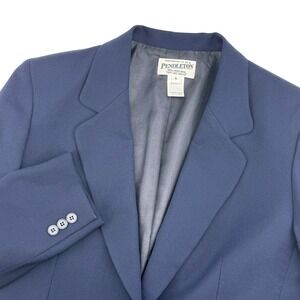 Pendleton Blazer Womens Size 6‎ Navy Blue 100% Virgin Wool Career Office
